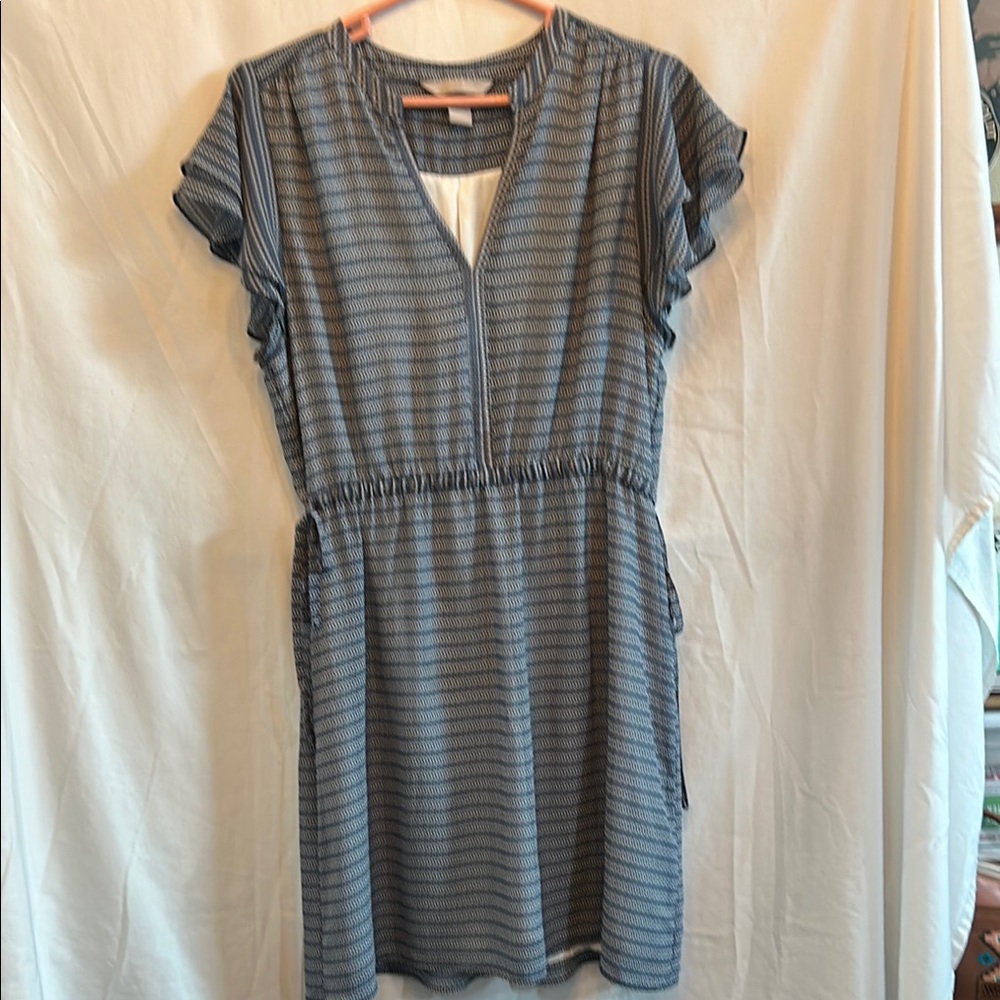 H&M Women’s Blue Print Flutter Sleeve Casual Dress Large